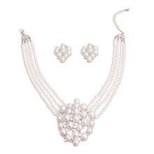 Load image into Gallery viewer, White 4 Line Cluster Pearl Necklace
