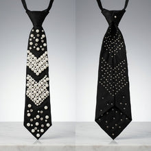 Load image into Gallery viewer, Chevron Pearl Studded Black Necktie Necklace
