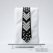 Load image into Gallery viewer, Chevron Pearl Studded Black Necktie Necklace
