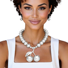 Load image into Gallery viewer, Pendant Sultry Silver Bead Coquette Cherry Necklace
