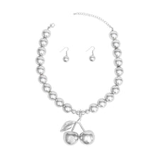 Load image into Gallery viewer, Pendant Sultry Silver Bead Coquette Cherry Necklace
