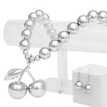 Load image into Gallery viewer, Pendant Sultry Silver Bead Coquette Cherry Necklace
