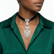 Load image into Gallery viewer, Silver Filigree Aurbo Rhinestone Necktie Necklace
