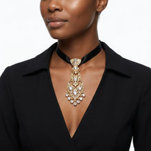 Load image into Gallery viewer, Gold Filigree Rhinestone Necktie Choker Necklace
