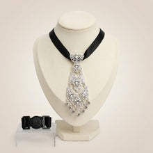 Load image into Gallery viewer, Silver Filigree Rhinestone Necktie Choker Necklace
