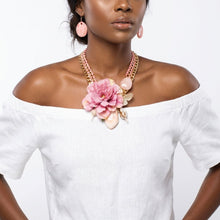 Load image into Gallery viewer, Pink Flower Butterfly Double Chain Collar Necklace
