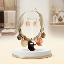 Load image into Gallery viewer, Gold Mesh Marble Brown Teardrop Butterfly Necklace
