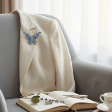 Load image into Gallery viewer, Brooch Light Blue Stone Butterfly Silver Brooch
