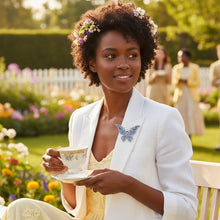 Load image into Gallery viewer, Brooch Light Blue Stone Butterfly Silver Brooch
