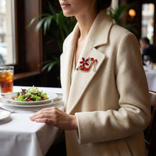 Load image into Gallery viewer, Brooch Red Crystal High Heel Flower Gold Pin
