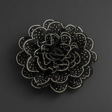 Load image into Gallery viewer, Black Camellia Flower Sparkle Brooch Hair Clip
