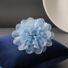 Load image into Gallery viewer, Blue Camellia Flower Sparkle Brooch Hair Clip
