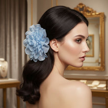 Load image into Gallery viewer, Blue Camellia Flower Sparkle Brooch Hair Clip
