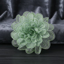 Load image into Gallery viewer, Green Camellia Flower Sparkle Brooch Hair Clip
