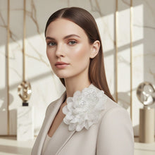 Load image into Gallery viewer, White Camellia Flower Sparkle Brooch Hair Clip
