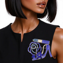 Load image into Gallery viewer, Luminous Lipstick High Heel Blue Brooch
