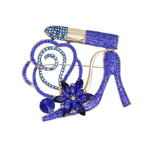 Load image into Gallery viewer, Luminous Lipstick High Heel Blue Brooch
