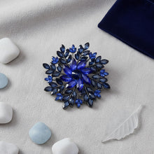 Load image into Gallery viewer, Brooch Large Navy Royal Blue Snowflake Flower Pin
