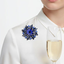 Load image into Gallery viewer, Brooch Large Navy Royal Blue Snowflake Flower Pin
