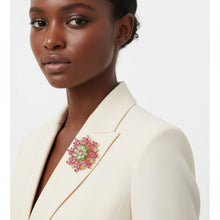 Load image into Gallery viewer, Brooch Large AKA Pink Green Snowflake Flower Pin

