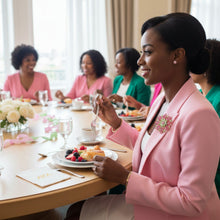 Load image into Gallery viewer, Brooch Large AKA Pink Green Snowflake Flower Pin
