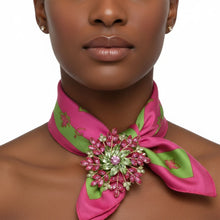 Load image into Gallery viewer, Brooch Large AKA Pink Green Snowflake Flower Pin
