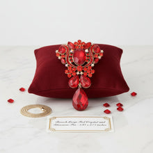 Load image into Gallery viewer, Brooch Large Red Crystal and Rhinestone Gold Pin
