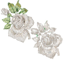 Load image into Gallery viewer, Serene Elegance: XL Silver Aurora Rose Brooch
