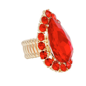 Cocktail Ring Red Teardrop for Women