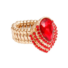 Load image into Gallery viewer, Cocktail Ring Red Teardrop Pave Stone for Women
