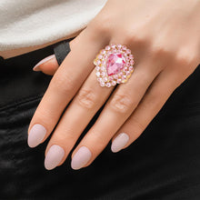 Load image into Gallery viewer, Cocktail Ring Pink Halo Teardrop for Women
