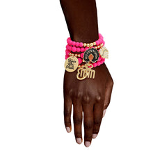 Load image into Gallery viewer, Matte Fuchsia Black Girl Magic Charm Bracelets
