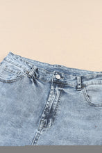 Load image into Gallery viewer, Sky Blue Light Wash Frayed Slim Fit High Waist Jeans
