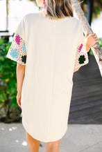 Load image into Gallery viewer, White Floral Crochet Splicing Sleeve T Shirt Dress
