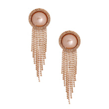 Load image into Gallery viewer, Brown Pearl Fringe Clip Ons
