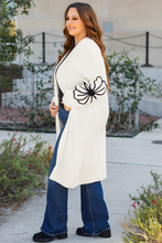 Load image into Gallery viewer, Beige Flower Embroidered Drop Shoulder Open Front Duster Cardigan
