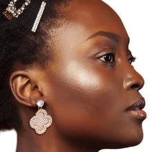 Load image into Gallery viewer, Gold Pave Clover Earrings
