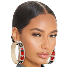 Load image into Gallery viewer, Red Black D Designer Wide Metal Hoops
