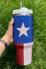 Load image into Gallery viewer, Dark Blue American Flag Star Full Rhinestone Handle Tumbler 40oz
