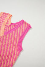 Load image into Gallery viewer, Strawberry Pink Contrast Chevron Knit V Neck Sweater Vest
