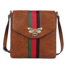 Load image into Gallery viewer, Crossbody Brown Striped Bee Flap Bag

