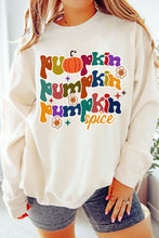 Load image into Gallery viewer, Beige Cute Pumpkin Spice Graphic Thanksgiving Sweatshirt
