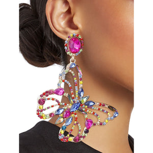 XLarge Multi Stone Butterfly Clip-On Earrings