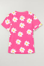 Load image into Gallery viewer, Pink Daisy Printed Crewneck T Shirt
