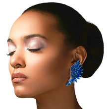Load image into Gallery viewer, Sorority Royal Blue Rhinestone Wing Clip Ons
