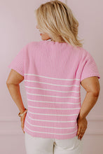 Load image into Gallery viewer, Pink Stripe Ribbed Loose Plus T Shirt
