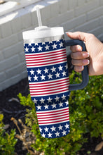 Load image into Gallery viewer, Bluing Stars and Stripes Print Handled Thermos Cup 40oz
