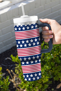 Bluing Stars and Stripes Print Handled Thermos Cup 40oz