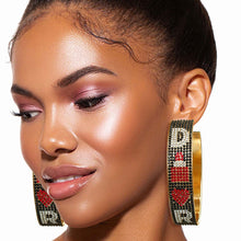 Load image into Gallery viewer, Dazzling Duet: Red &amp; Black Signature Hoops
