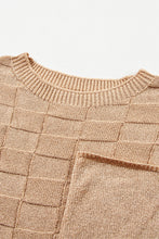 Load image into Gallery viewer, Dusty Pink Lattice Textured Knit Short Sleeve Sweater
